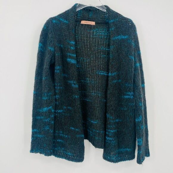 Elsamanda Sweaters - Elsamanda Size Large Made in Italy Blue & Black Mohair Wool Cardigan Sweater